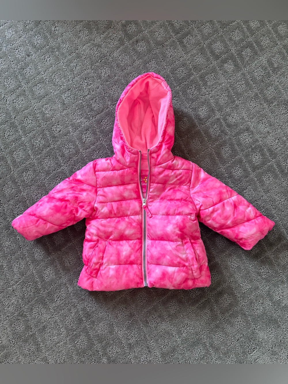 Kids Pink Platinum Baby Girl Pink Hooded Puffer Jacket Winter Coat Size 12 mo